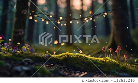 童話森林裡的春天，完美的背景 112635216