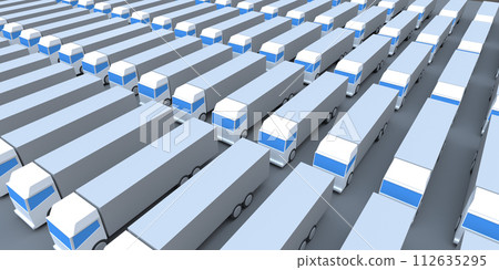 多輛大卡車排隊的場景 112635295