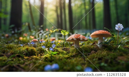 Fairy forest perfect for background in spring, summer, fall and winter 112635328