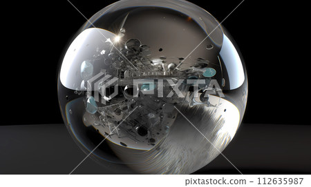 Abstract energy bright space glass sphere. AI generated 112635987