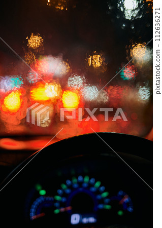 car windshield wet from rain car windshield wet from rain 112636271