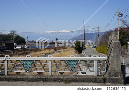 山梨縣甲州市勝沼町冰川武道橋風景 山梨縣甲州市勝沼町冰川武道橋風景 112636453