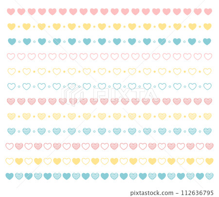 手繪心形裝飾線、一組裝飾材料、散刷 112636795