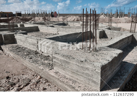 Concrete foundation of residential building 112637290