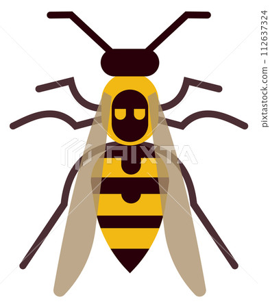 Wasp color icon. Flying striped wild insect 112637324