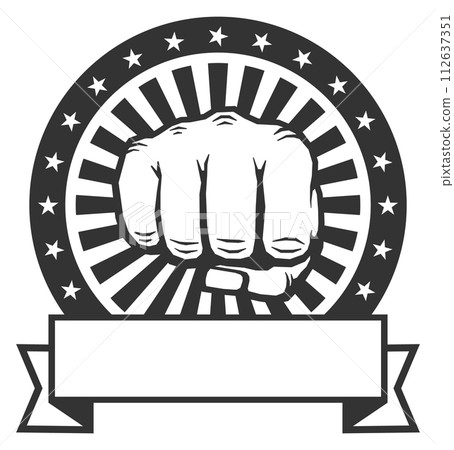 Boxing club logo. Human fist punch emblem Boxing club logo. Human fist punch emblem 112637351