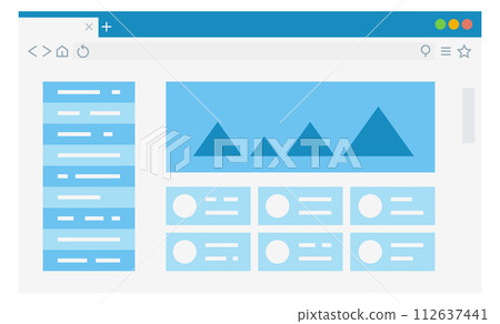 Interface wireframe. Website in browser. Webpage frame Interface wireframe. Website in browser. Webpage frame 112637441