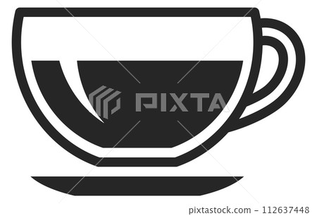 Glass cup of hot drink. Black tea or coffee icon 112637448