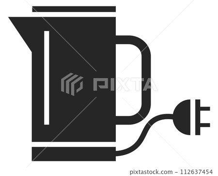 Electric kettle icon. Black teapot. Kitchen appliance Electric kettle icon. Black teapot. Kitchen appliance 112637454