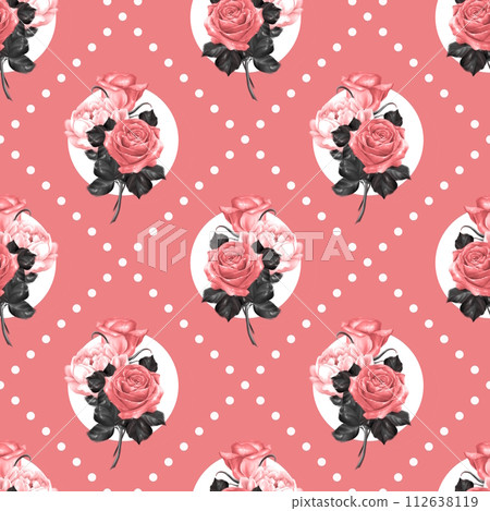 Roses seamless pattern background. Romantic fabric design 112638119