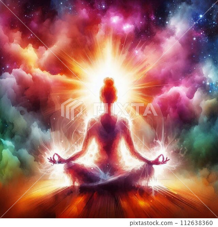 Silhouette of a woman to meditate Silhouette of a woman to meditate 112638360