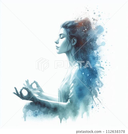 一個女人打坐的插圖 112638378