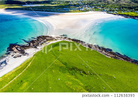 Aerial view of the Inishkeel and the awarded Narin Beach by Portnoo, County Donegal, Ireland Aerial view of the Inishkeel and the awarded Narin Beach by Portnoo, County Donegal, Ireland 112638393