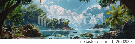 Explore the depths of Earths hidden treasures, where mysteries and natural wonders collide in the beauty of uncharted landscapes 3D render, Explore the depths of Earths hidden treasures, where mysteries and natural wonders collide in the beauty of uncharted landscapes 3D render, 112638920