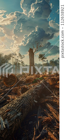 Explore the devastating impact of deforestation and pollution on the climate crisis, painting a vivid picture of the urgent need for environmental restoration octane render Explore the devastating impact of deforestation and pollution on the climate crisis, painting a vivid picture of the urgent need for environmental restoration octane render 112638921