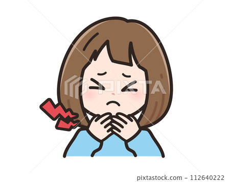 一名喉嚨痛的年輕女子的插圖 一名喉嚨痛的年輕女子的插圖 112640222