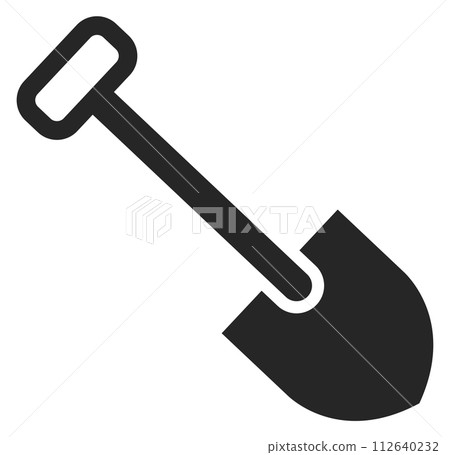 Shovel icon. Garden spade black symbol. Farm tool Shovel icon. Garden spade black symbol. Farm tool 112640232