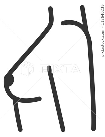 Female chest side view. Woman body line icon Female chest side view. Woman body line icon 112640239