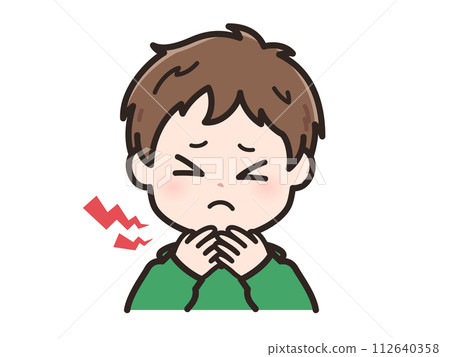 Illustration of a young man with a sore throat 112640358