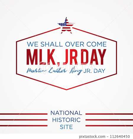 Simple letter emblem Martin Luther King Jr. day or MLK JR. Day inside the hexagon line 112640450