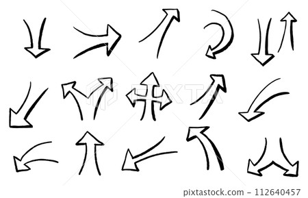 Set of different hand drawn vector arrows. Set of different hand drawn vector arrows. 112640457