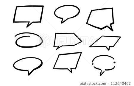 Set of different hand drawn vector speech bubbles. Set of different hand drawn vector speech bubbles. 112640462