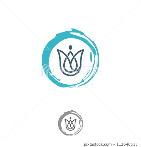 Abstract flower design with brush circle for yoga symbo Abstract flower design with brush circle for yoga symbo 112640513