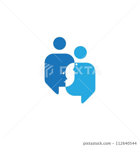 Speech bubbles in blue color shaped face people talking 112640544