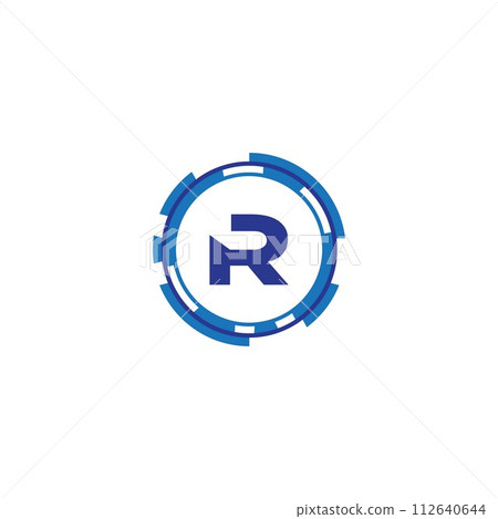 Technology orbit web rings with letter R concept design 112640644