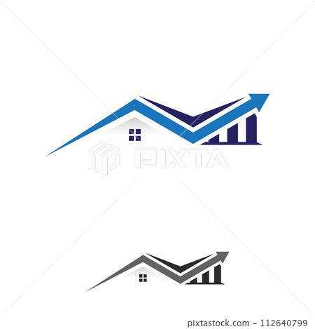 Simple diagram chart shaped home illustration for real estate finance Simple diagram chart shaped home illustration for real estate finance 112640799