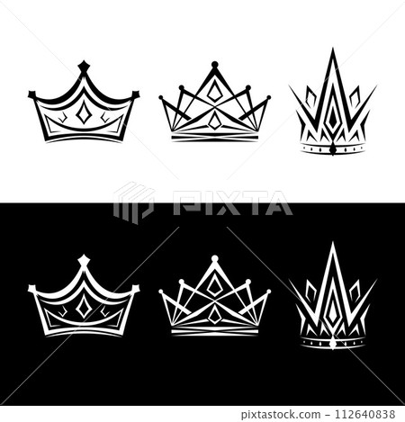 Set of Luxury crown icon vector on the black background Set of Luxury crown icon vector on the black background 112640838