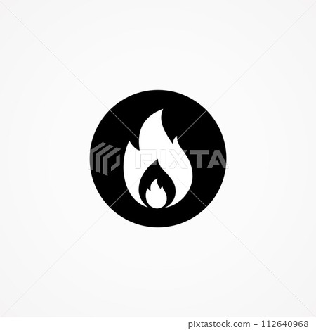 Fire silhouette circle icon minimalist isolated on the white background Fire silhouette circle icon minimalist isolated on the white background 112640968