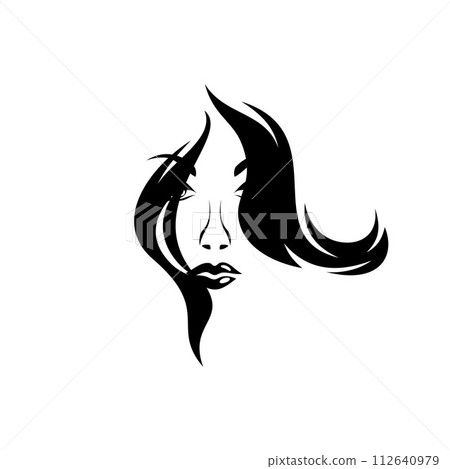 vector closeup portrait of a face girls 112640979