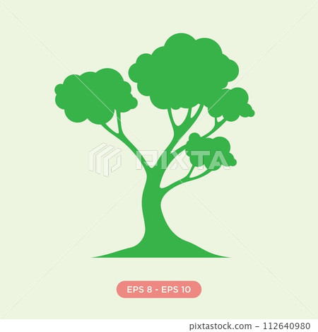 Cartoon of green tree icon silhouette vector design element 112640980