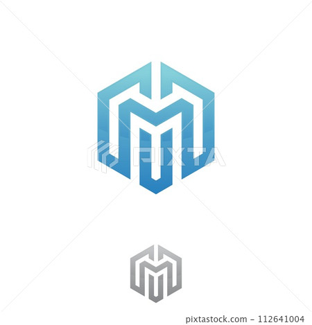 Illustration letter M vector shapes hexagon for technology Illustration letter M vector shapes hexagon for technology 112641004