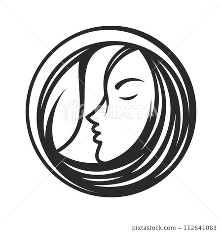 Best creative silhouette woman face icon 112641083