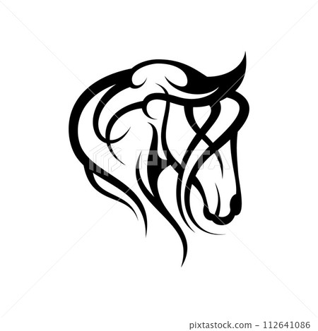 Creative silhouette illustration tribal vector head of horse Creative silhouette illustration tribal vector head of horse 112641086
