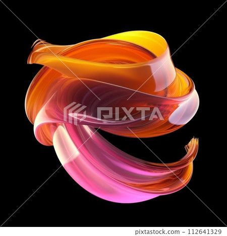 Pink abstract isolated on black. Template for screensavers, logos, business cards. 112641329