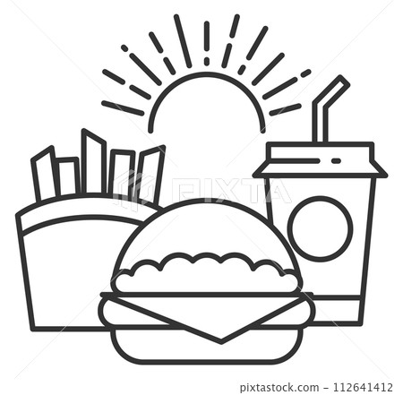 Fast food logo. Thin line black icon 112641412