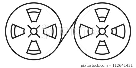 Movie projector line icon. Cinema reel with filmstrip 112641431
