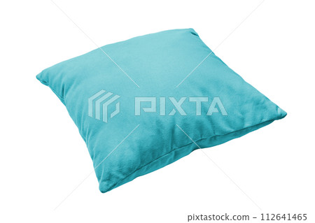 Decorative turquoise rectangular pillow for sleeping and resting isolated on white background Decorative turquoise rectangular pillow for sleeping and resting isolated on white background 112641465