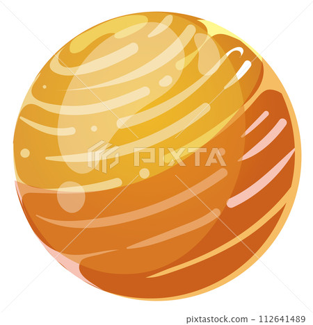 Fantasy planet. Glossy yellow space cartoon object Fantasy planet. Glossy yellow space cartoon object 112641489