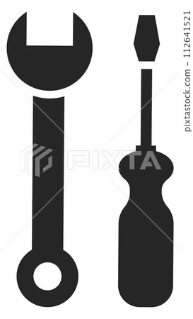 Wrench and screwdriver. Tools black icon. Repair symbol 112641521