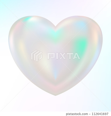 Holographic mother-of-pearl heart. Opal heart shape. Magic love talisman. 112641697