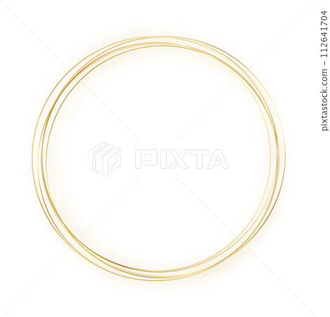 Gold thin round frame. Golden luxury circle logo. Gold thin round frame. Golden luxury circle logo. 112641704