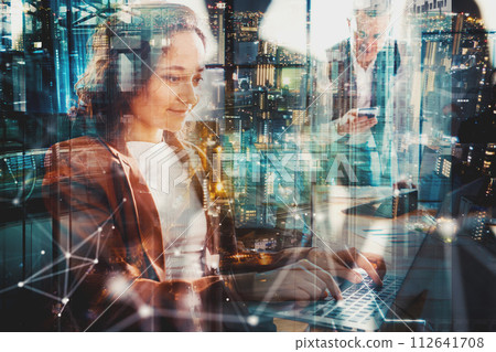 Business people in office work together during a meeting Business people in office work together during a meeting 112641708