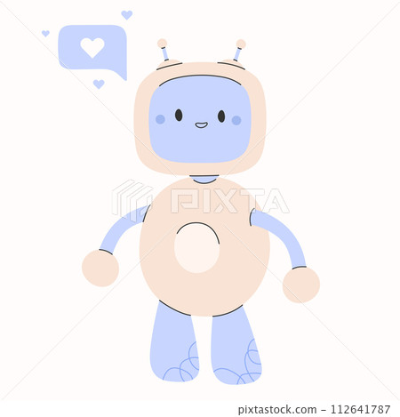 Cute chatbot ai character.Artificial intelligence chat service business concept.AI Content Generator. Chatbot technology, Hand drawn robot toy mascot. Vector illustration EPS 10 Cute chatbot ai character.Artificial intelligence chat service business concept.AI Content Generator. Chatbot technology, Hand drawn robot toy mascot. Vector illustration EPS 10 112641787