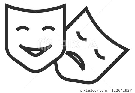 Tragedy and comedy masks linear icon. Theater symbol Tragedy and comedy masks linear icon. Theater symbol 112641927