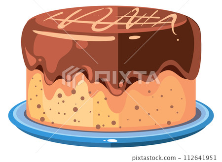 Sweet cake with chocolate frosting. Tasty pastry icon Sweet cake with chocolate frosting. Tasty pastry icon 112641951