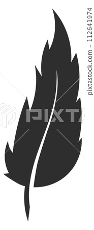 Black feather silhouette. Bird symbol. Quill sign 112641974